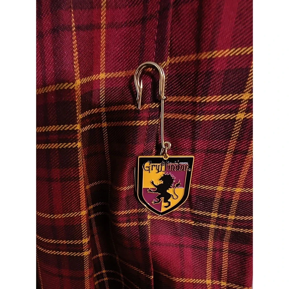 Harry Potter Gryffindor Plaid Pleated Skirt Women's XL Cosplay Mini Kilt & Pin